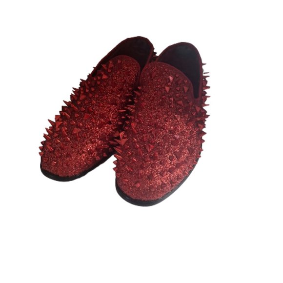 ROYAL RED SPIKE SLIP ON SHOES